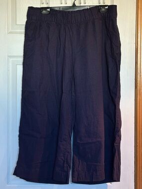 H&M Dark Navy Wide-Leg Cropped Pants